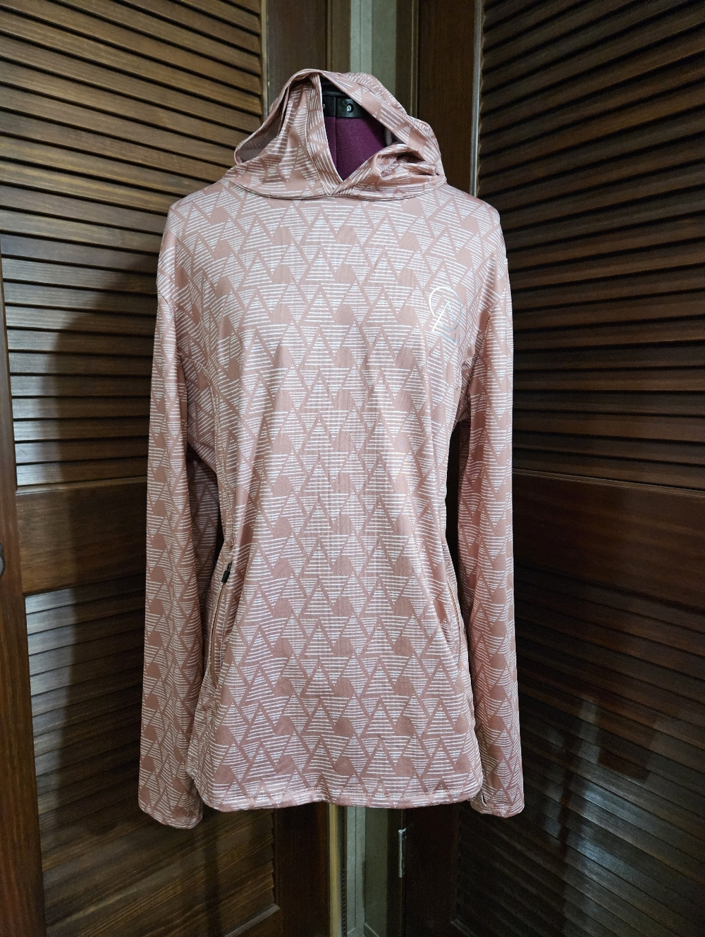 Enlighten Dusty Rose Patterned Hooded Long-Sleeve Pullover